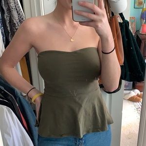 Army green peplum top